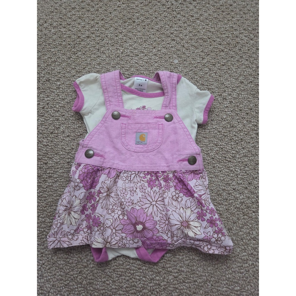 Carhartt baby girl overalls dress set 3 mos